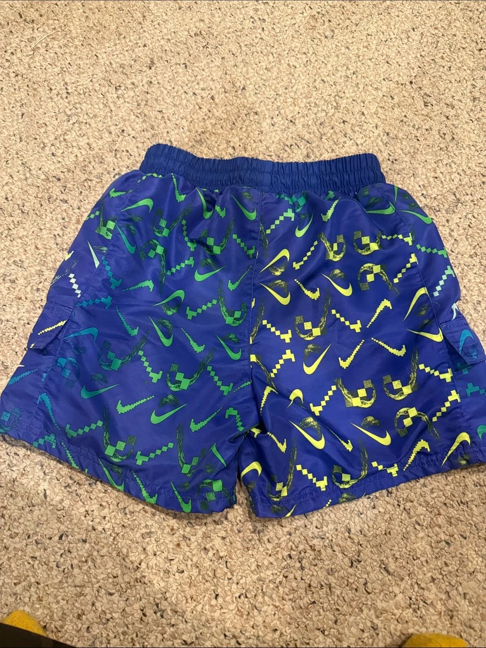 Nike Blue Boys' Patterned Athletic Shorts with Neon Accents